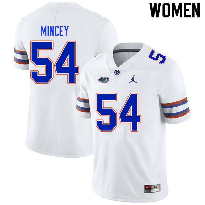 Women's NCAA Florida Gators Gerald Mincey #54 Stitched Authentic Nike White College Football Jersey OKU8265VL